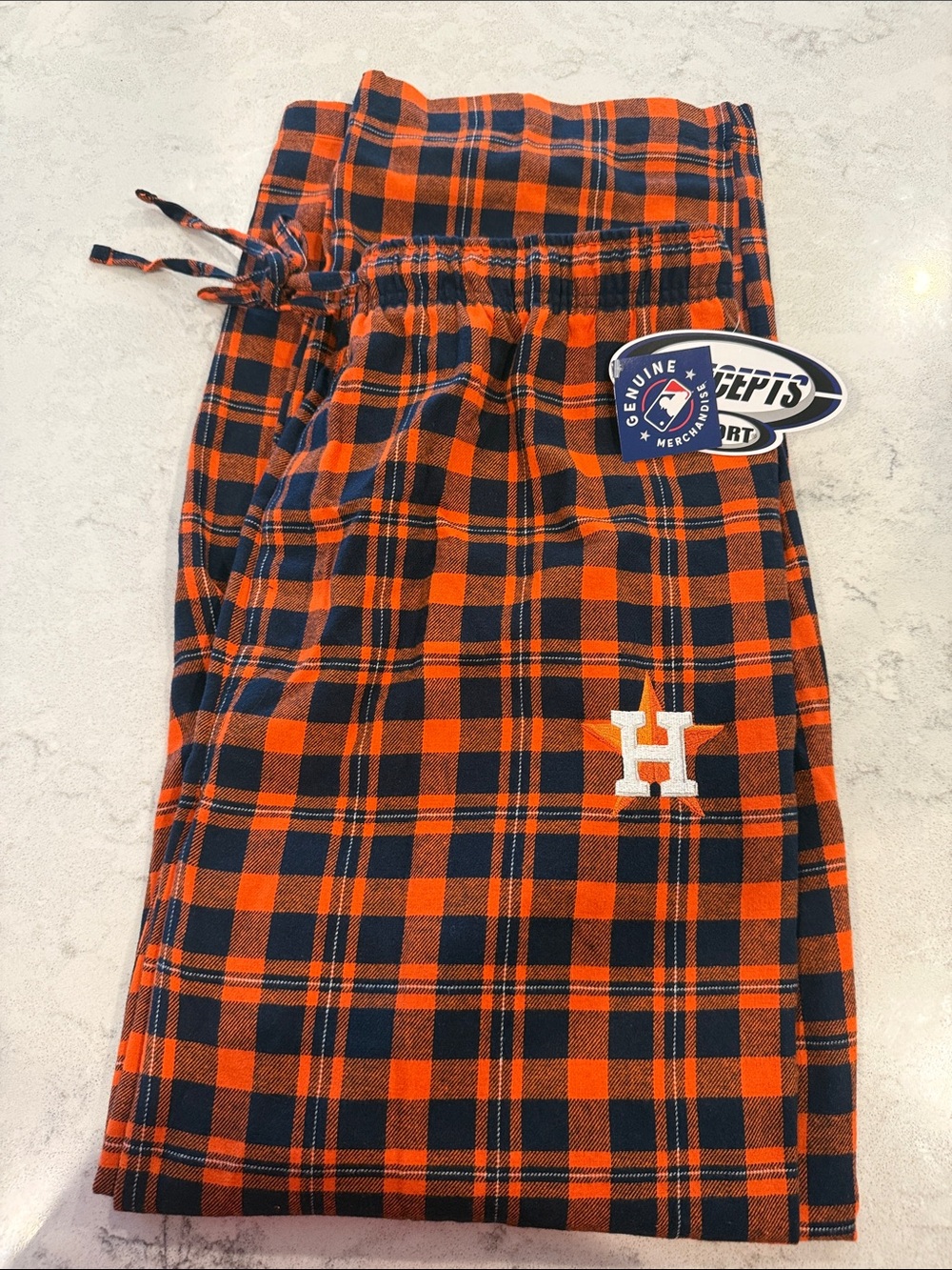Genuine Merchandise Orange & Navy Astros Flannel Plaid Lounge Pants